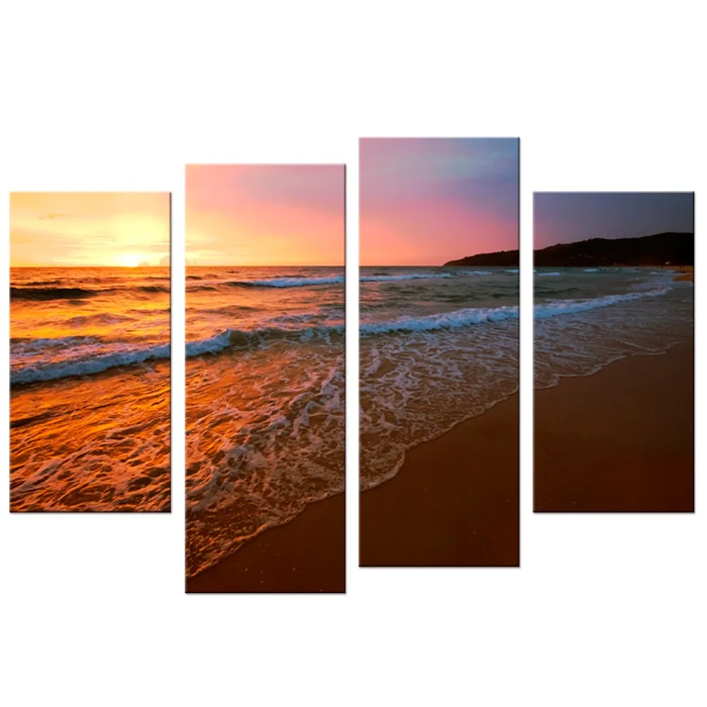 4 шт./компл. настенная живопись на море закате Картина Печать холсте для домашнего