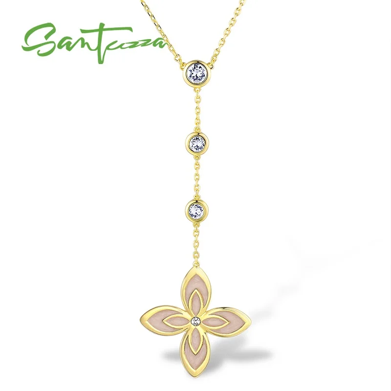 Gold Plated (Pink) Женское элегантное многоцветное ожерелье с цветком и сверкающими кристаллами, вечерние ювелирные изделия ручной работы из эмали - Окраска металла: Gold Plated (Pink)