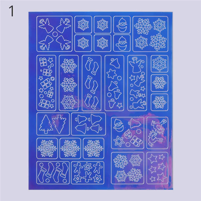 Pattern 1 Xmas AB Цвет ногтей винилы Стекло Бумага Рождество ногтей Книги по искусству полые 3D Советы Клей Стикеры ногтей Книги по искусству наклейки водная горка - Цвет: Pattern 1