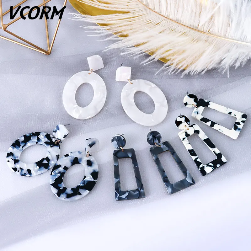 Новые корейские большие акриловые висячие серьги VCORM для женщин 2019 ювелирные