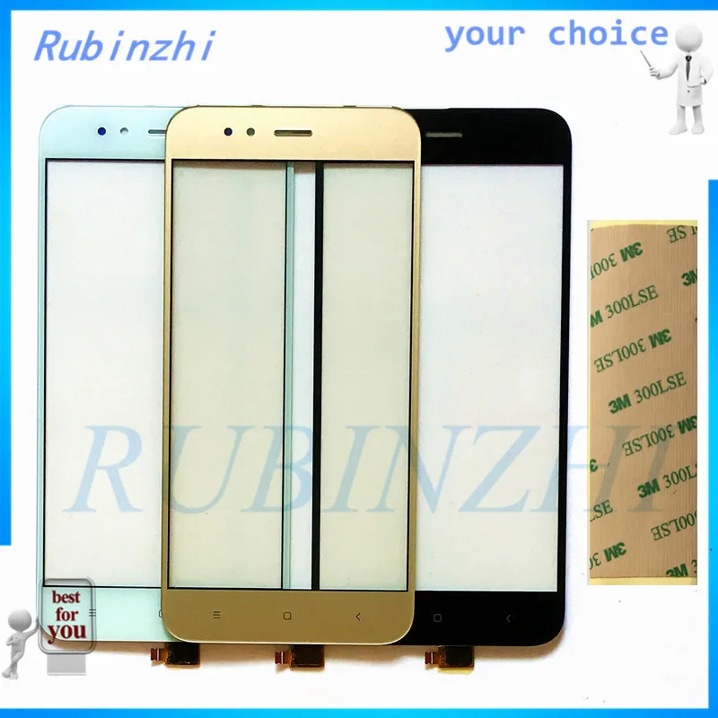 Фото Сенсорный датчик RUBINZHI + 3M для Xiaomi Mi A1 MiA1 5X Mi5X сенсорный экран переднее стекло