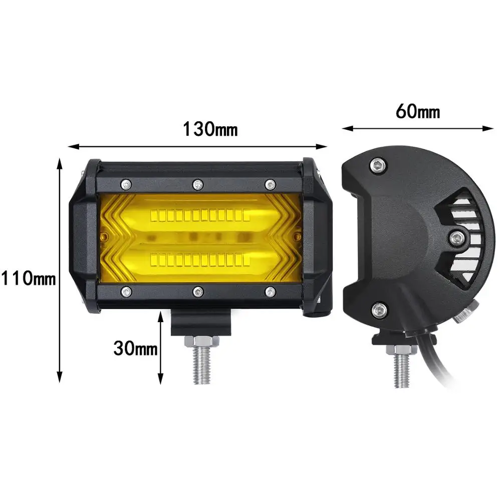 LYKAS Led бар 5 дюймов 72 Вт внедорожный рабочий свет для грузовиков 4x4 4WD SUV ATV 3000K 6000K