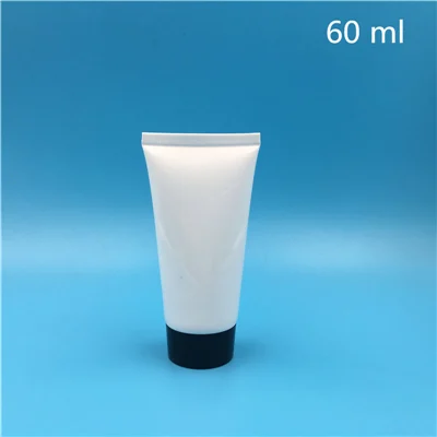 60 ml white black 100 шт 60 мл синий розовый фиолетовый пустые пластиковые тюбики бутылки многоразовые Пустые Косметические Контейнеры упаковка черная крышка - Цвет: 60 ml white black
