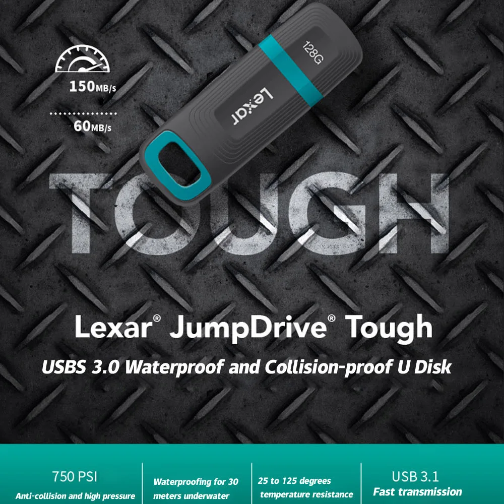 Оригинальный Lexar водонепроницаемый шифрованный промышленный USB флеш-накопитель