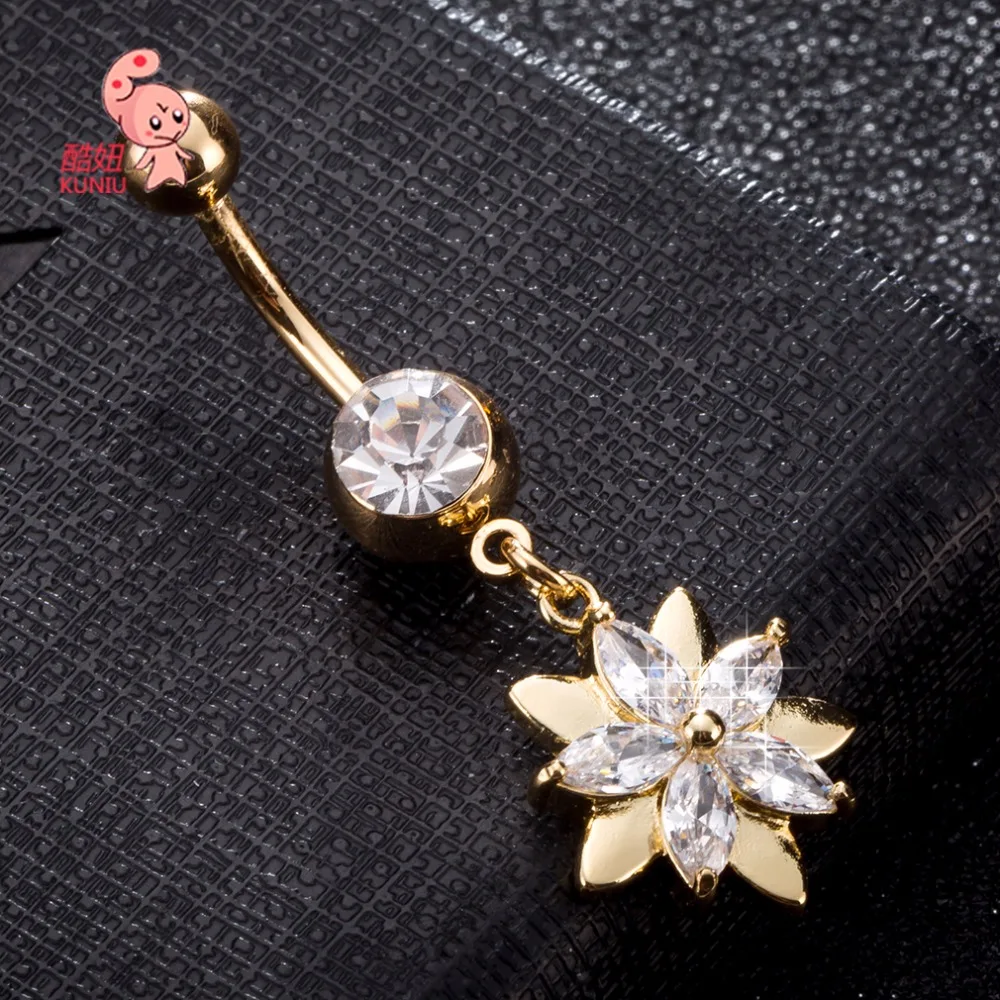 Новинка 2018 хит продаж роскошные кольца для пупка женские Украшения тела Золотой