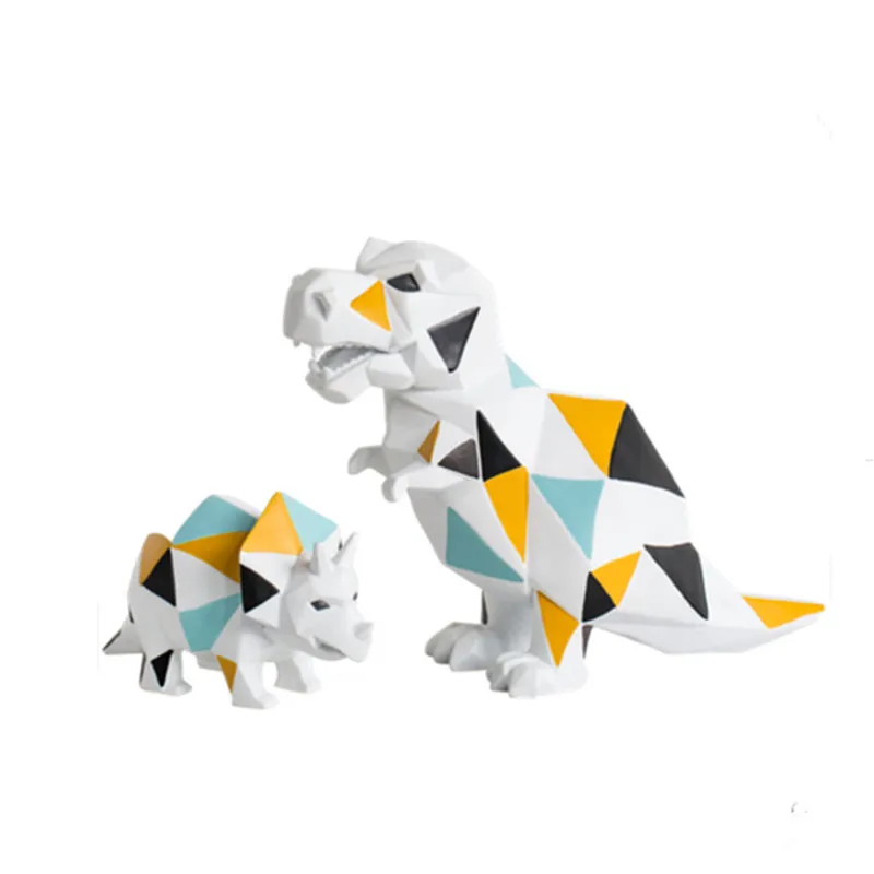 

Nordic Geometry Dinosaur Statue Animals Figurine Art Sculpture Resin Art&Craft Home Decoration Accessories R739