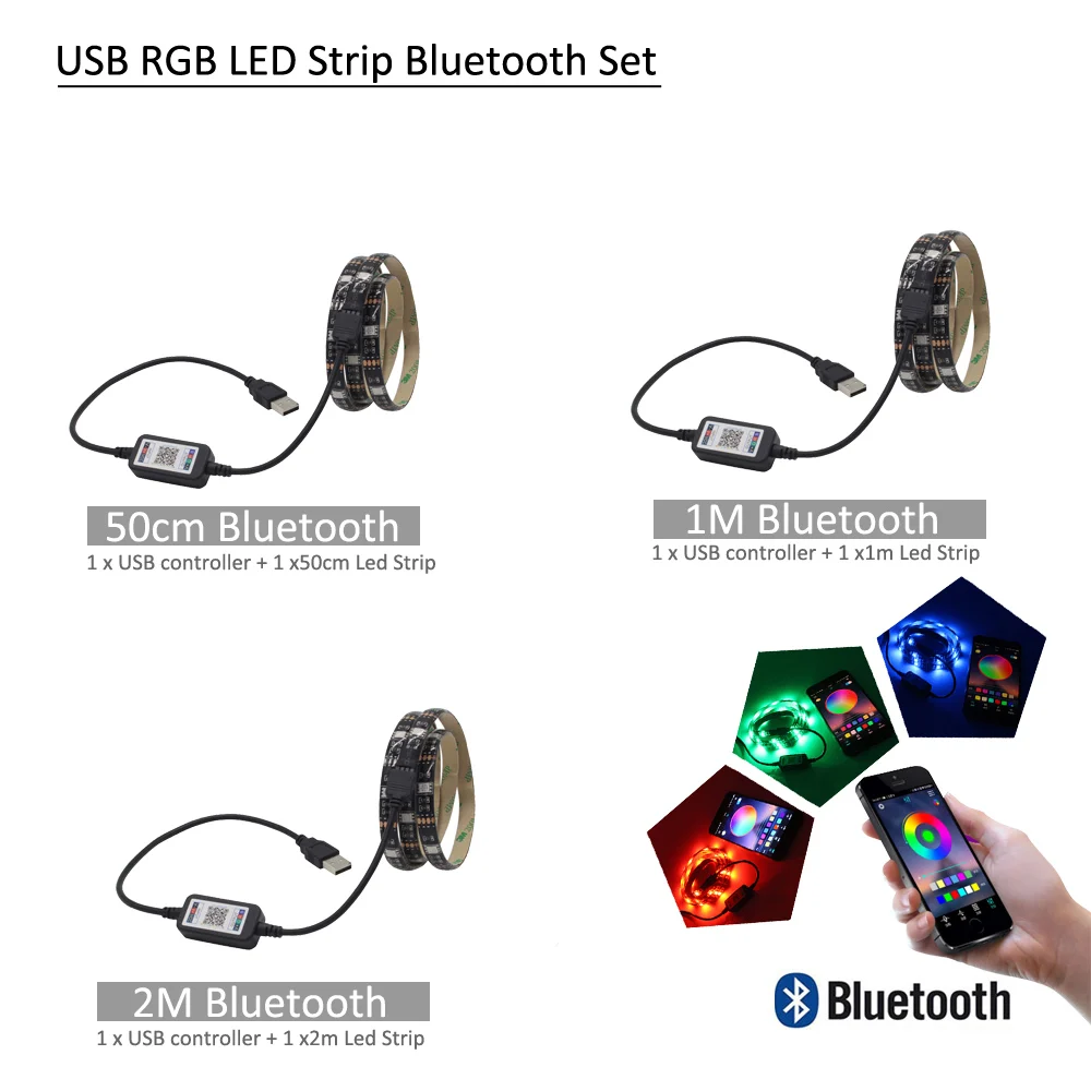 USB Светодиодные ленты Bluetooth 5V Тира (RGB) светодиодная лента SMD 5050 гибкая ТВ