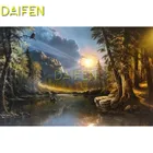 Алмазная вышивка с квадратными стразами, вышивка крестиком, река, полная круглая искусственная подсветка, DIY 3D Алмазная живопись, лес