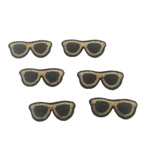 Gold Black Sunglass Sequined Patches Iron on Beading Embroidery Appliques Patch for Clothes Stickers