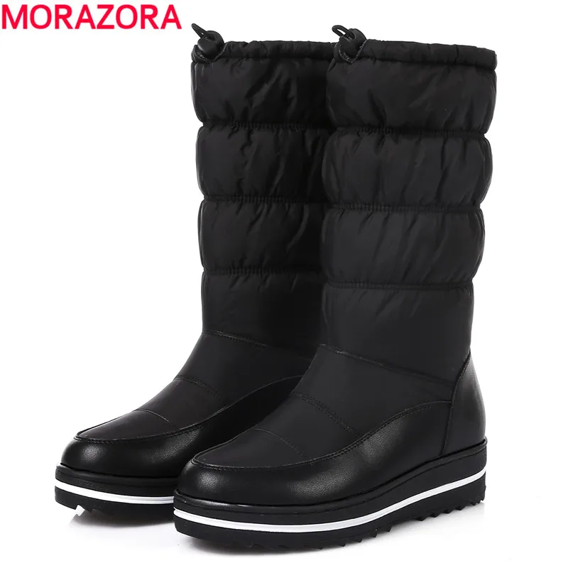 MORAZORA/зимние сапоги женские зимние на плоской платформе с толстым мехом из