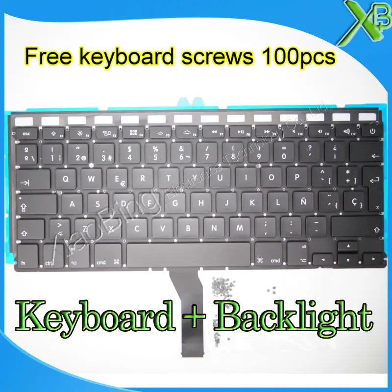 

Brand New SP Spanish keyboard+Backlight Backlit+100pcs keyboard screws For MacBook Air 13.3" A1369 A1466 2010-2015 Years