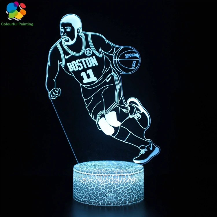 Баскетбол НБА Lakers Кобе Джеймс Харден Спорт 3D светодиодный трещины база ночник 7