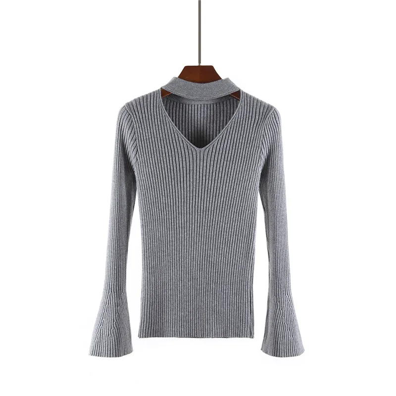 Женский плотный свитер с v-образным вырезом модный осенний пуловер длинным