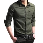 Мужская рубашка 2018 новая однотонная мужская рубашка с длинными рукавами мужская деловая Повседневная тонкая качественная рубашка с отворотом Большой размер 4XL