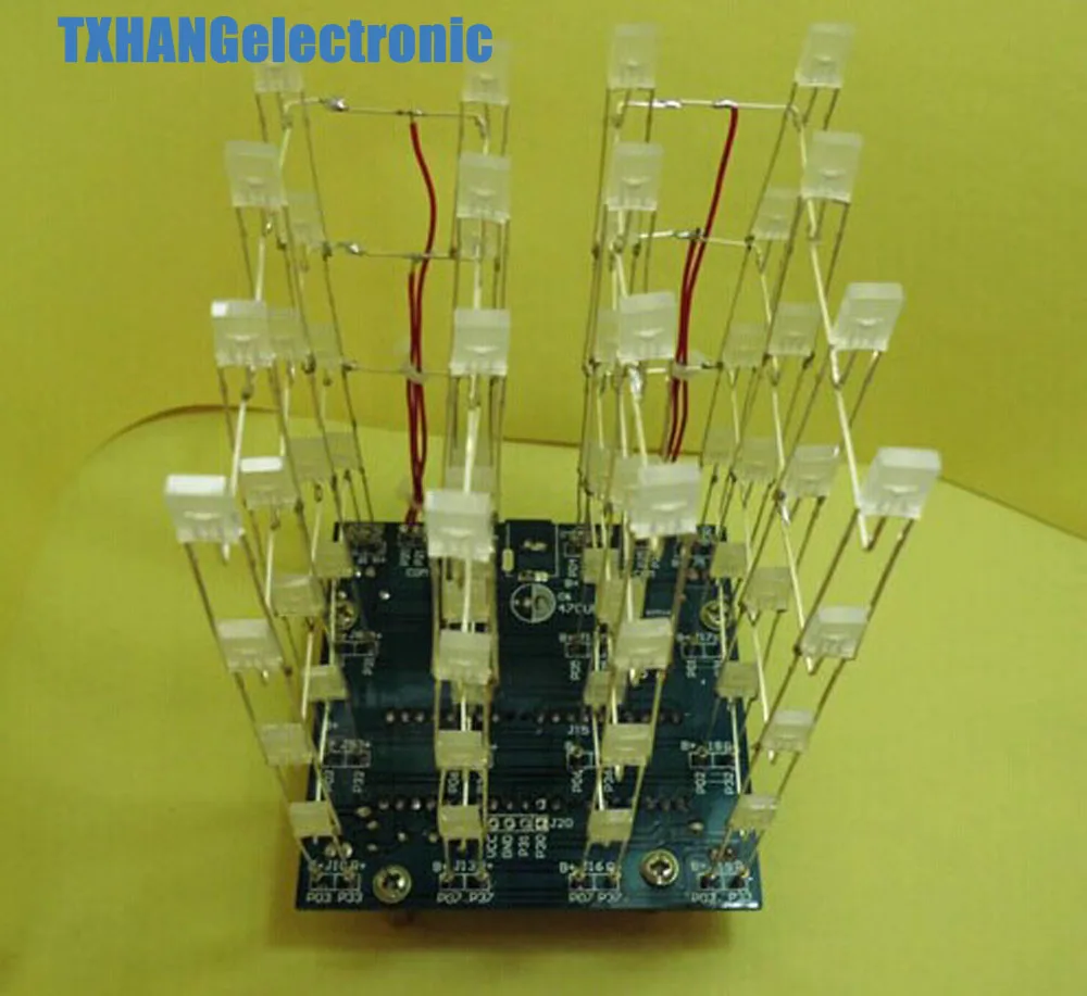 1 шт. электронный дизайн DIY kit Cube 4*4*4 синий куб 51 микроконтроллер | Электронные