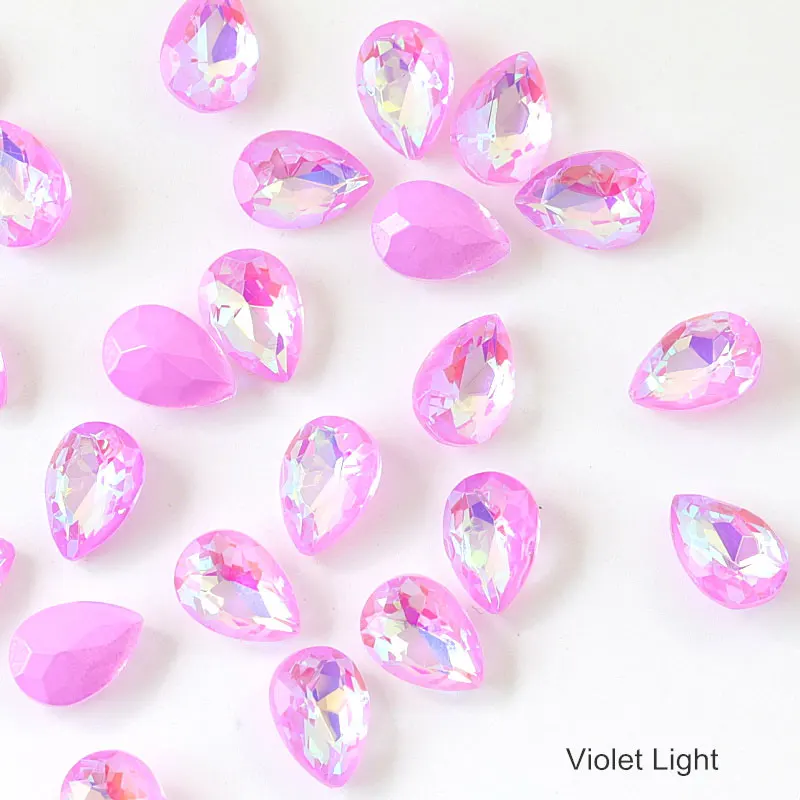 Violet Light 50 шт. K9 кристалл мокко флуоресцентные стразы высокого качества стеклянные стразы капельки Pointback стразы для одежды B3710 - Цвет: Violet Light