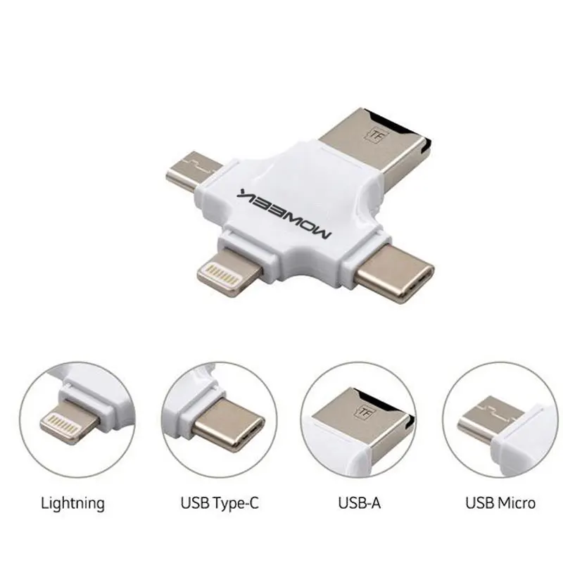 4 в 1 moweek 32 ГБ 64 флешки OTG USB флэш накопитель для iPhone 5/5S/5C /6/6 s plus/7/Ipad картридер