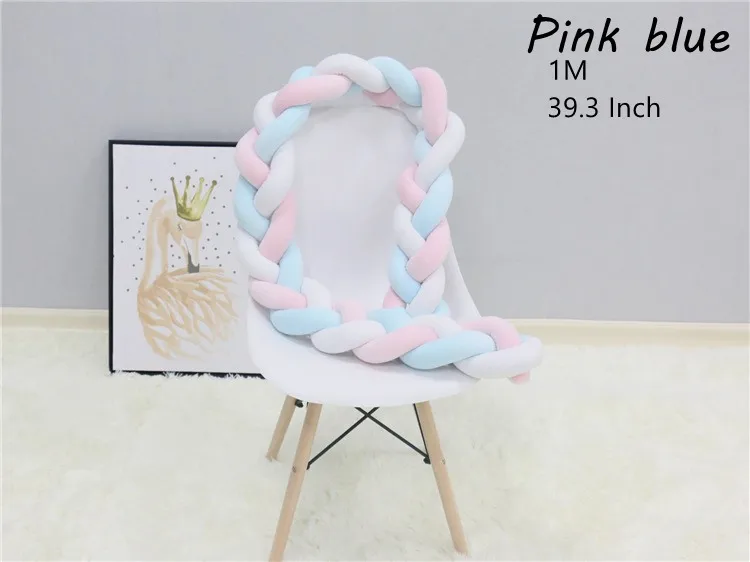 Pink blue 1M 1 M/2 M/3M/4M Детские бамперы для кроватки, хлопковая круглая подушка для кроватки, многоцветная Подушка для новорожденных - Цвет: Pink blue 1M