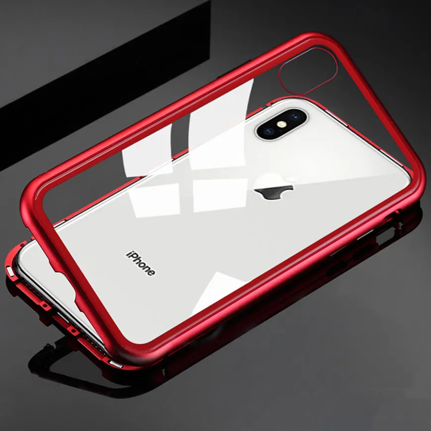 Роскошный 360 магнитный адсорбционный чехол для iPhone XR XS Max X закаленное стекло с магнитом чехол для iPhone 7 8 Plus 6 6s 6Plus чехол s