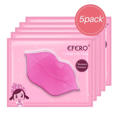 5pack pink 2/3/5/6/7 пакет увеличитель губ Crystal коллагеновая маска для губ колодки влаги увлажняющая эссенция от старения против морщин, маска для губ патч для ухода за губами - Цвет: 5pack pink