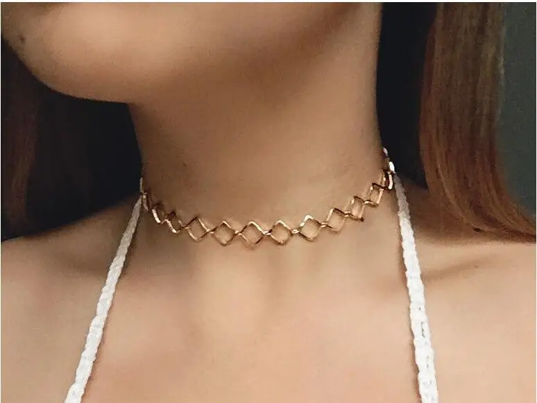 Новый простой квадрат цепь себе колье Цепочки и ожерелья Bohemian золото Колье Neckless