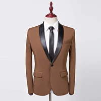2019 khaki mens slim fit business suit jackets men wedding classic designs blazer jacket men casual skinny shawl collar blazer