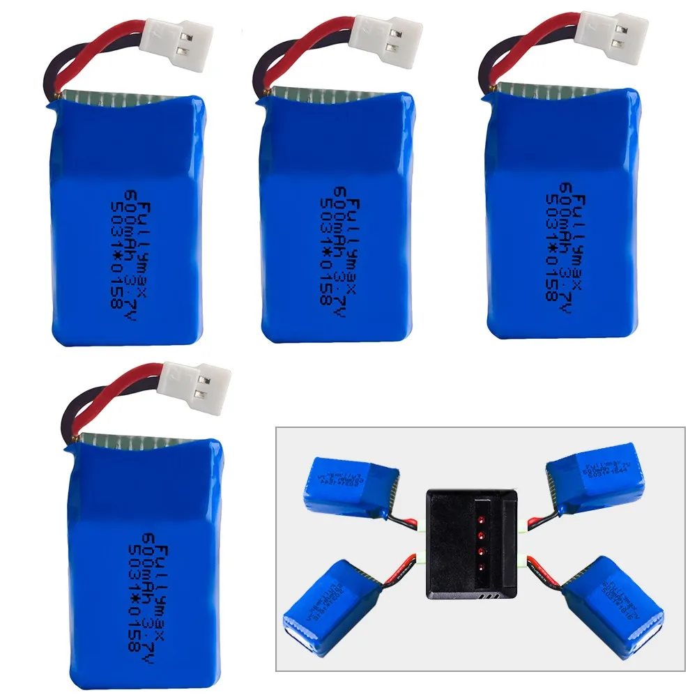 Зарядное устройство Lipo 4 в 1 + батареи 3 7 600 мАч 25C для квадрокоптера Syma X9 Rc|Детали и
