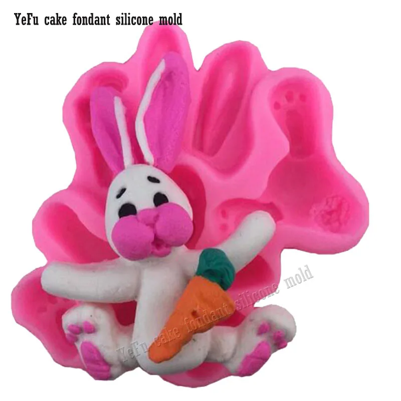 Jialian fondant силиконовые формы для торта кролик животных моркови инструменты