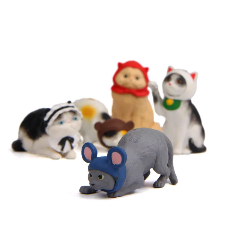 5 шт./лот мультяшная кошка фигурки игрушка животное мини одежда шляпа косплей