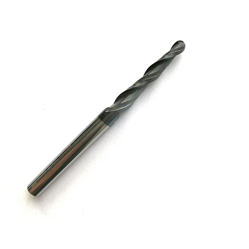 

2pcs/lot HRC55 R2.0*D6*30.5*75L*2F Tungsten solid carbide Coated Tapered Ball Nose End Mills taper and cone endmills