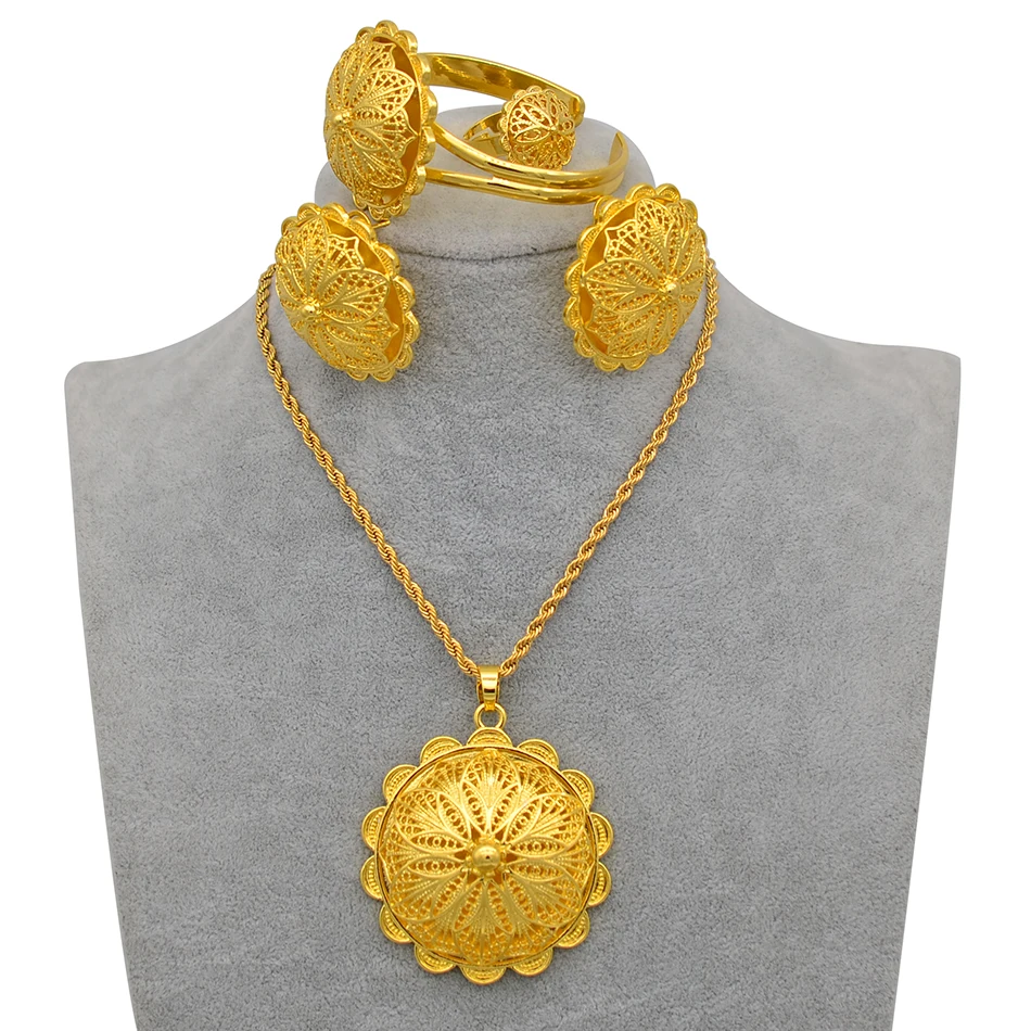 Женское Ожерелье с кулоном Anniyo серьги браслеты из колец золотого цвета в