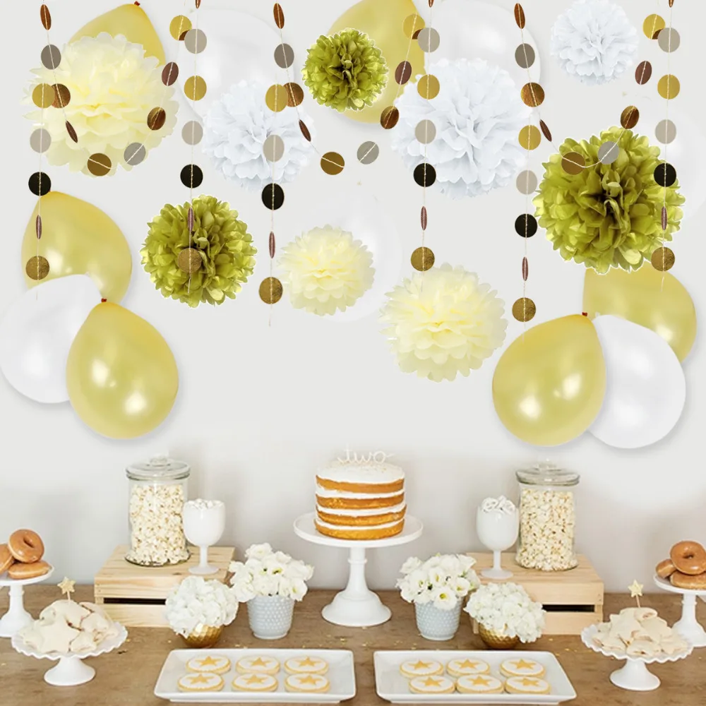 Набор из 23 праздничных украшений набор с латексными шариками тканевые помпоны