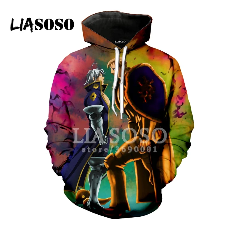 LIASOSO, новинка, аниме, семь мертвых грехов, Escanor, 3D принт, для женщин и мужчин, толстовки с капюшоном, кофты, пуловер, Харадзюку, хип-хоп, X0980