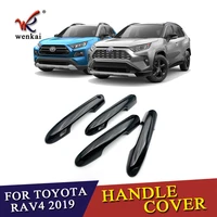 wenkai abs piano black car exterior accessories side door handle cover trim garnish sticker for toyota rav4 2019 2020