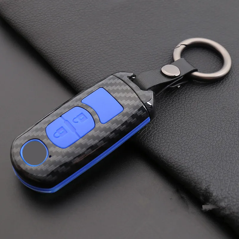 

Carbon keychain Car Remote Key Case Cover For Mazda 6 Mazda 3 Axela Atenza CX-5 CX5 2017 2016 2015