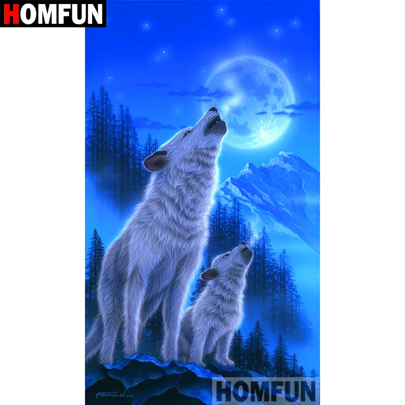 Алмазная живопись HOMFUN волк картина из квадратных/круглых страз сделай сам