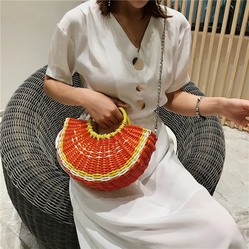 Fashion women Beach Handbags Large Summer Messenger Bag Handmade Woven Pvc Shoulder Chain Crossbody Bags for Women 2019 Sac | Багаж и
