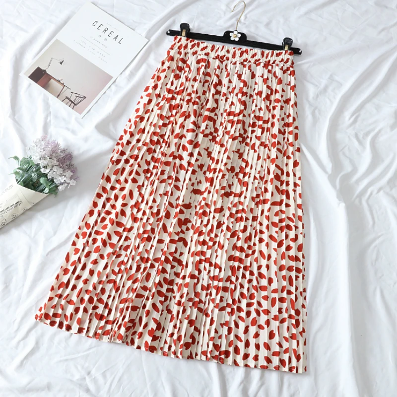 2019 Новое поступление женский летний маленький лист плиссированная шифоновая