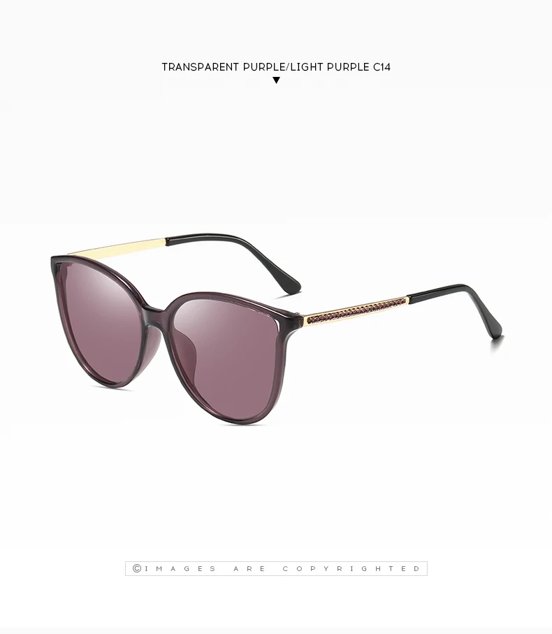 Purple Ruosyling UV 400 Cat Eye Sunglasses Women Polarized Dark Sunglasses for Women Shades Girls Pink Lens Cat Eye Eyewear Diamond - Цвет линз: Purple