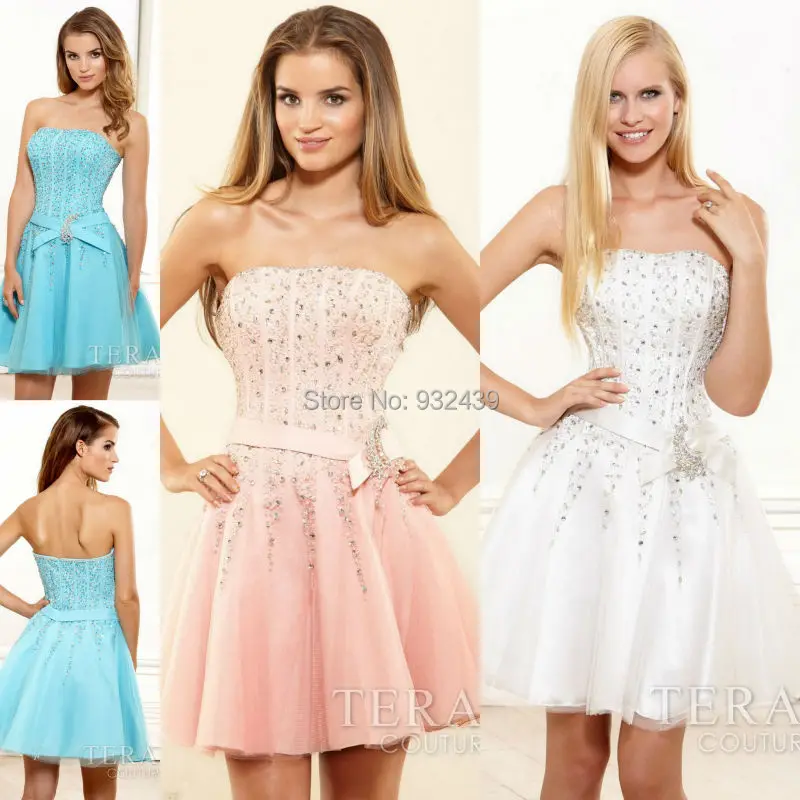 Strapless Neckline Graduation Gowns Homecoming Dresses With bow Peach Tulle Party Dress Crystal Embellishment | Свадьбы и торжества