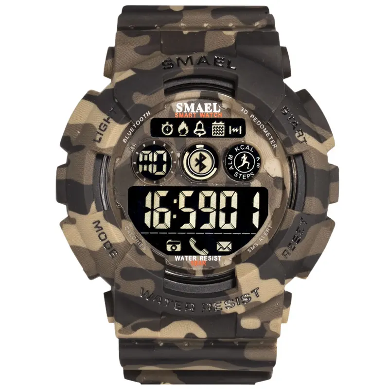Smael модные камуфляжные военные спортивные часы мужские цифровые Смарт Bluetooth horloge