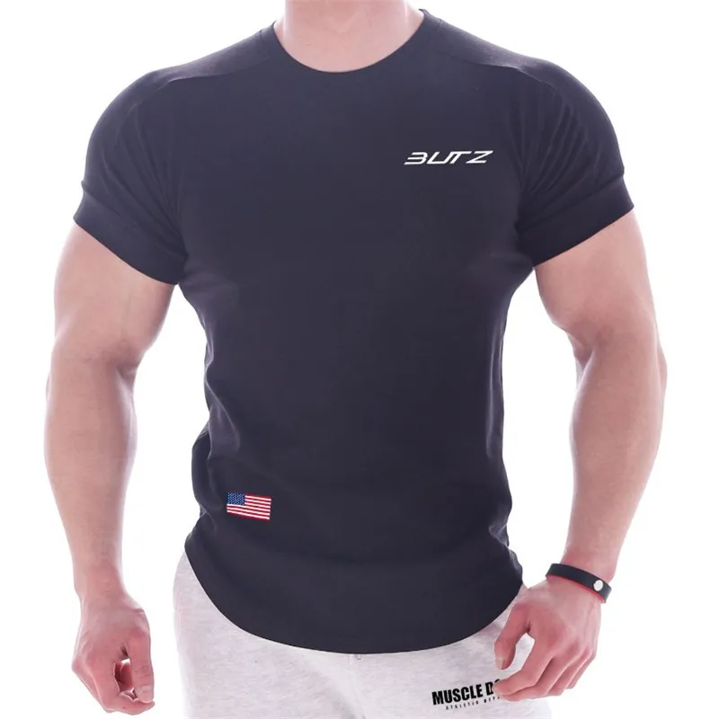WZFJM Новая Летняя мужская одежда Чистый хлопок Футболка тренажерные залы Фитнес