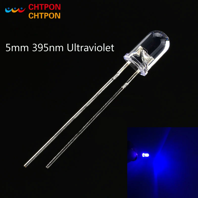 1000 шт 5 ММ ультрафиолетовый 395nm 400nm UV светодиодный Диод светильник излучающий мм