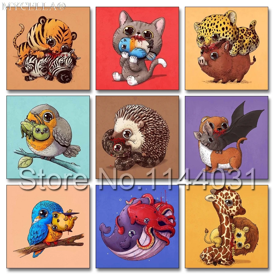 

5D Diy Diamond Painting Predator & Prey Drill Cross Stitch Crystal Diamond Sets Full Diamond Embroidery Mosaic Animal Food Chain