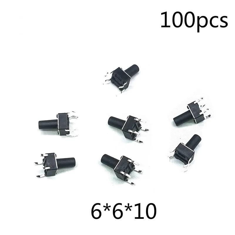 

Защита окружающей среды 100 шт./лот 6*6*10 мм прерыватель 4-контактный тактовый кнопочный микро-переключатель прямой подключения самосброс