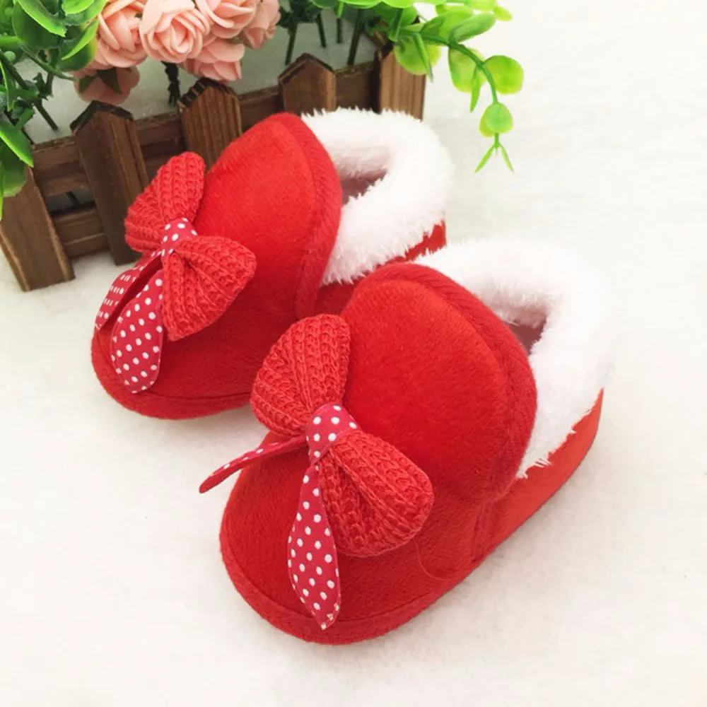 WEIXINBUY Cute Infant Girls Winter Warm Bow Snow Shoes Baby Soft Bottom Walker Crib Boots Toddler Booties |
