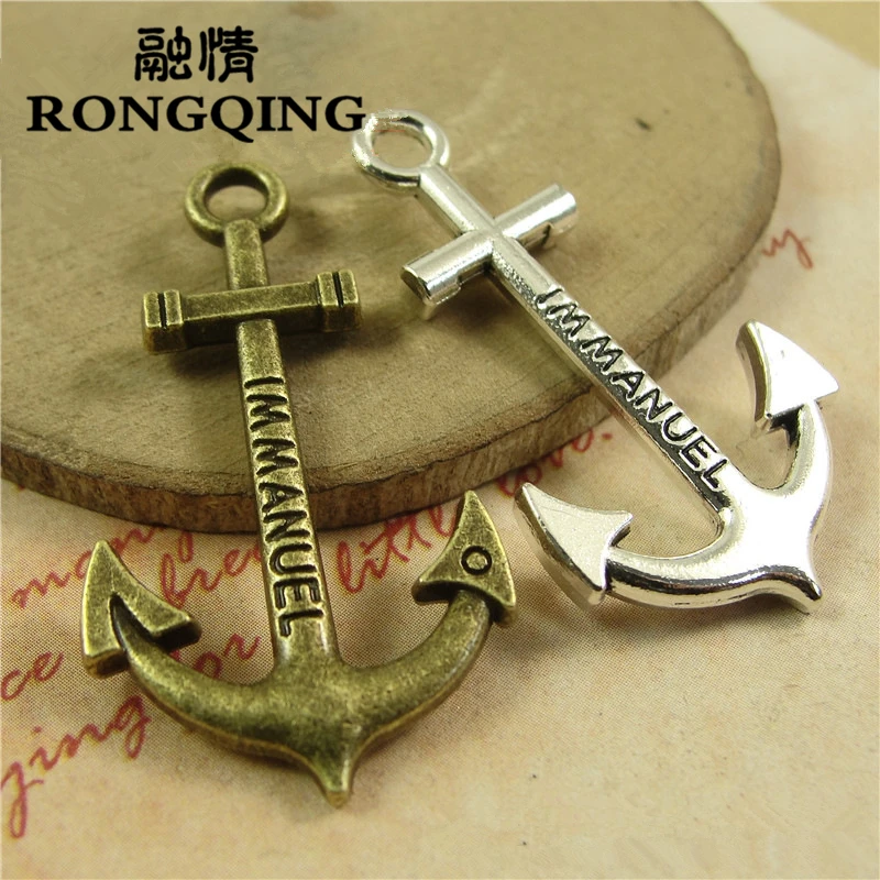 RONGQING винтажные 14*38 мм 40 шт./лот амулеты якоря иммануэля 2 Цвета Доступные Подвески