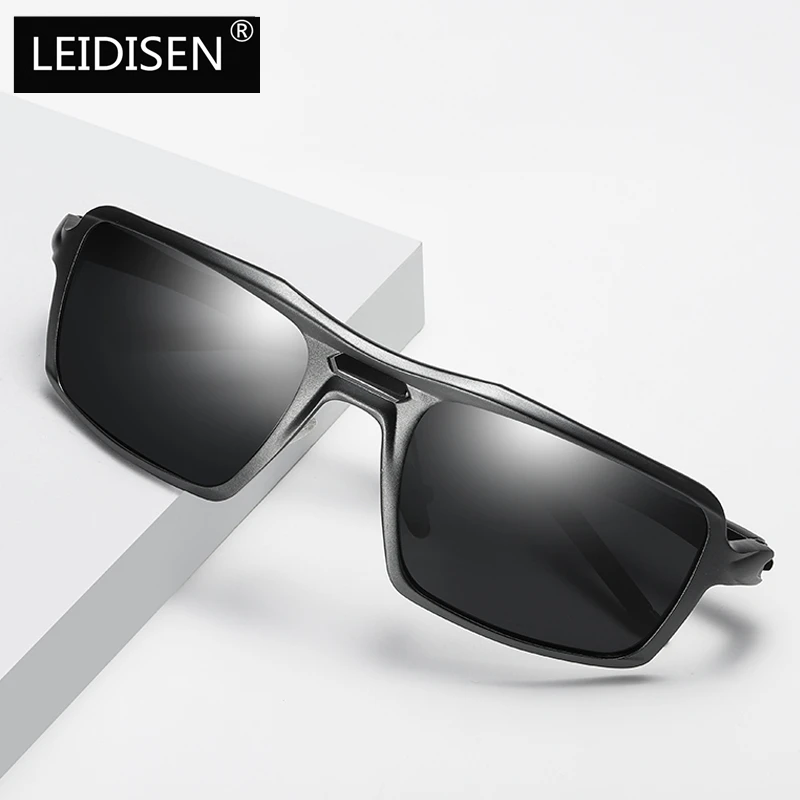 LEIDISEN поляризационные мужские солнцезащитные очки Al Mg UV400, для вождения, классические, брендовые, дизайнерские, для улицы, модные, металлические, солнцезащитные очки 201962