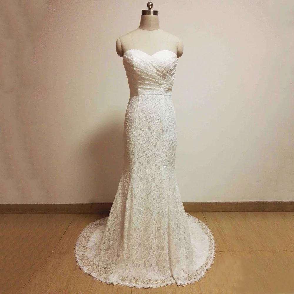 Винтажные кружевные недорогие свадебные платья-русалки E JUE SHUNG платья со