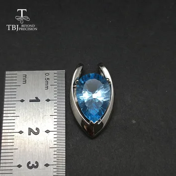Shape Pendant in 925 sterling silver with natural sky blue topaz 4